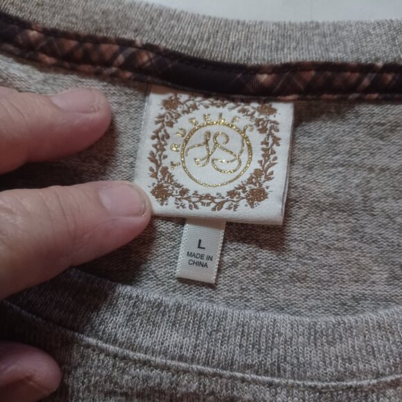 Truself Women's Short Sleeve Tee Sunflowers L Gray - Picture 4 of 5